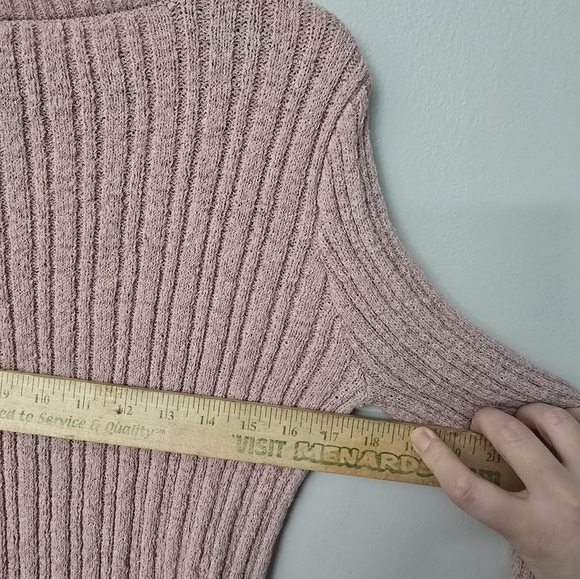 Divided by H M Women Rib Knit Sweater Dusty Pink Cropped Flared Sleeve XL - Picture 6 of 10
